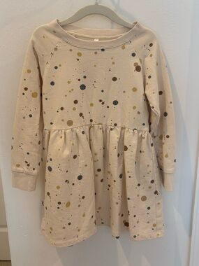 Rylee + Cru Cream Splatter-Print Long Sleeve Dress size 4/5